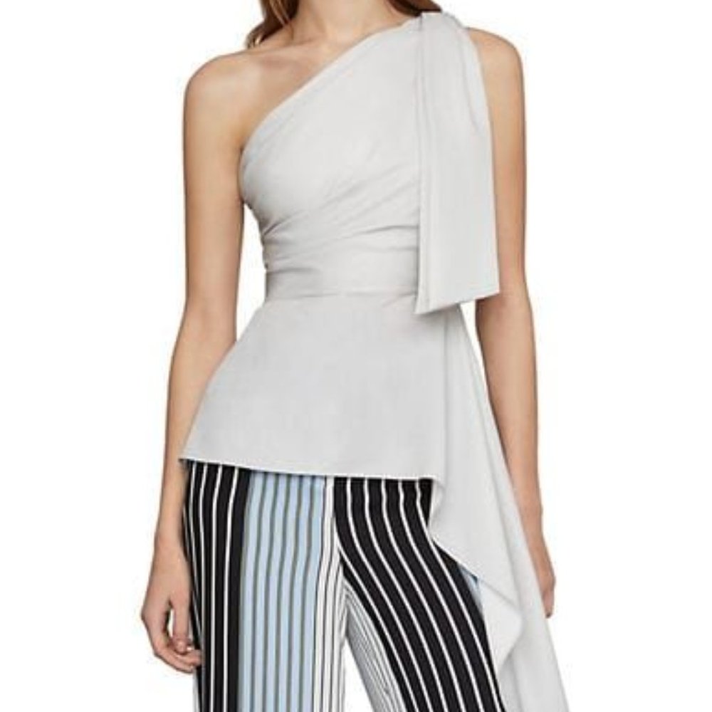 BCBGMAXAZRIA  Metallic Draped One-Shoulder Top